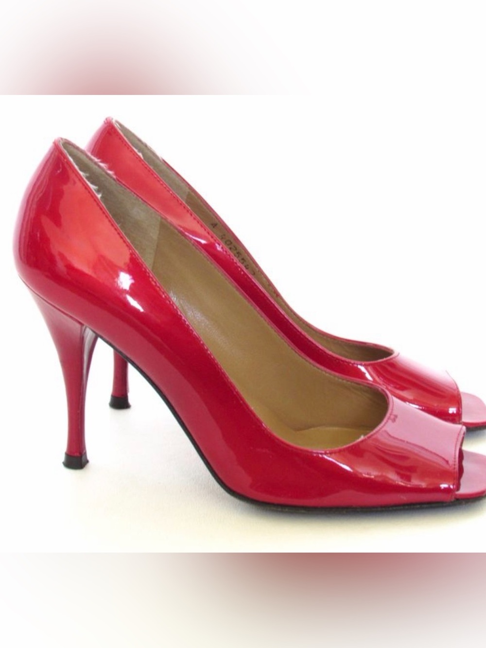 Stuart Weitzman Red Patent Leather Peep-Toe Pumps